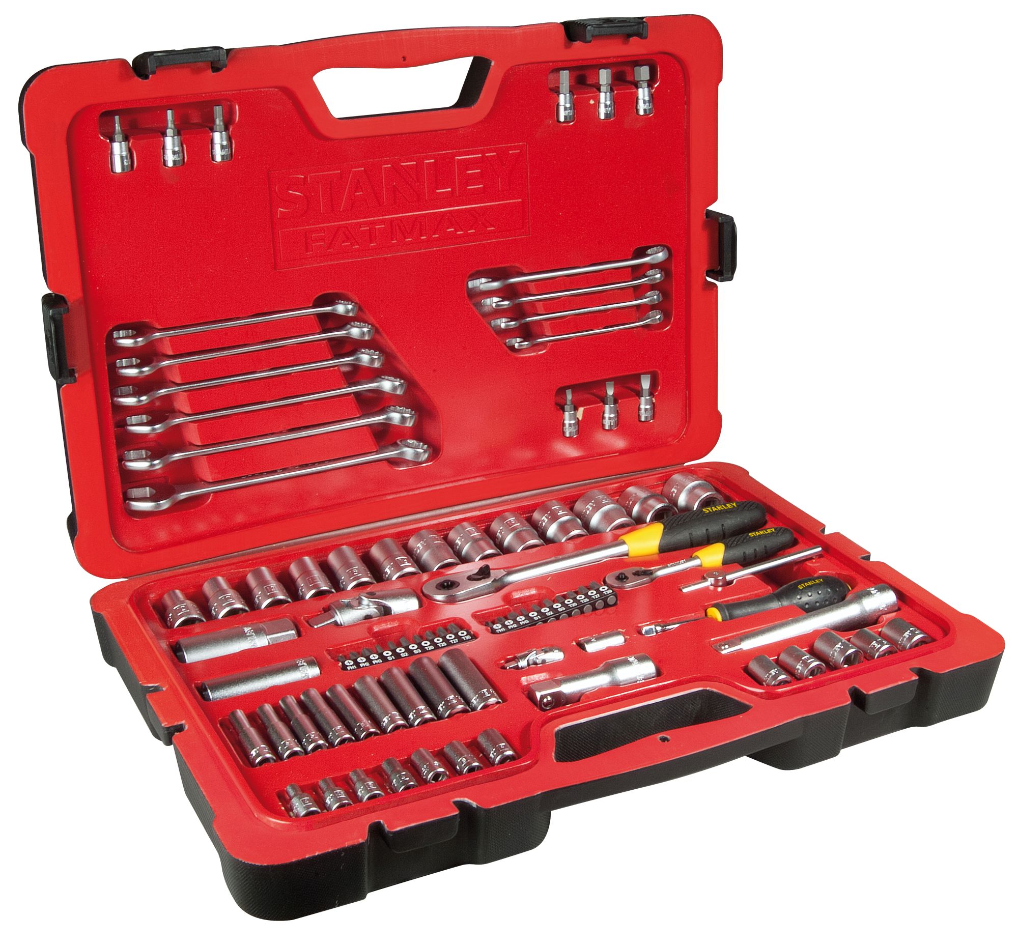 Juego de llaves de vaso 84 piezas 1/4 y 1/2” acabado cromo satinado FATMAX