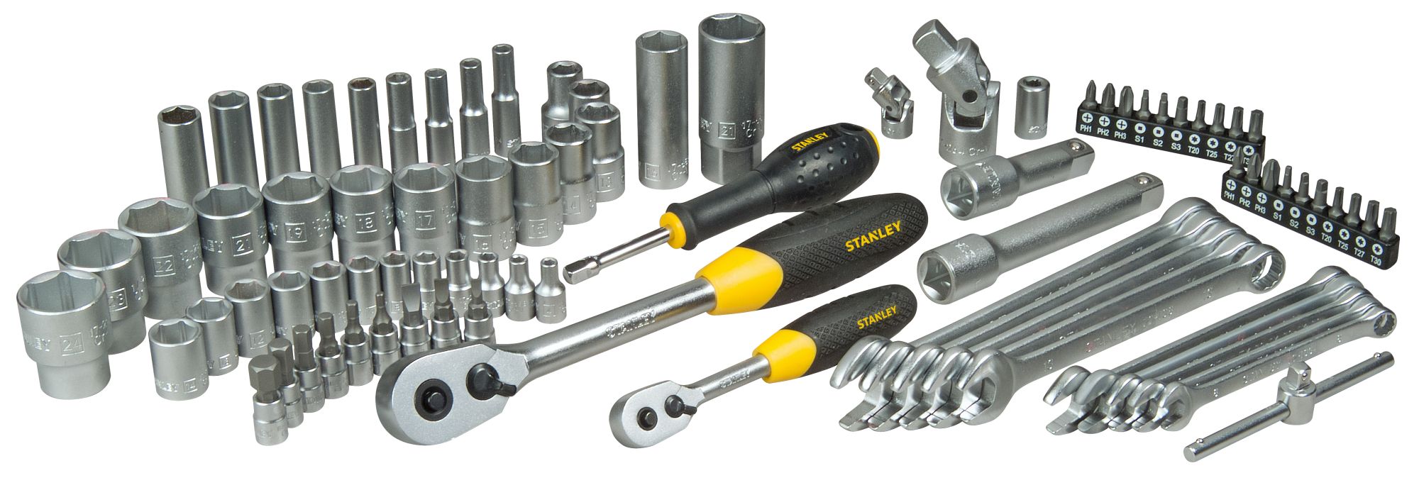 Juego de llaves de vaso 84 piezas 1/4 y 1/2” acabado cromo satinado FATMAX