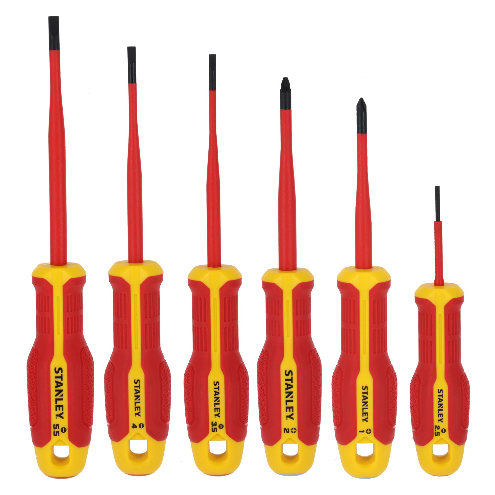 Juego Destornilladores Electricista Aislado 1000v STANLEY® Plano/Pozidriv - 6 Piezas