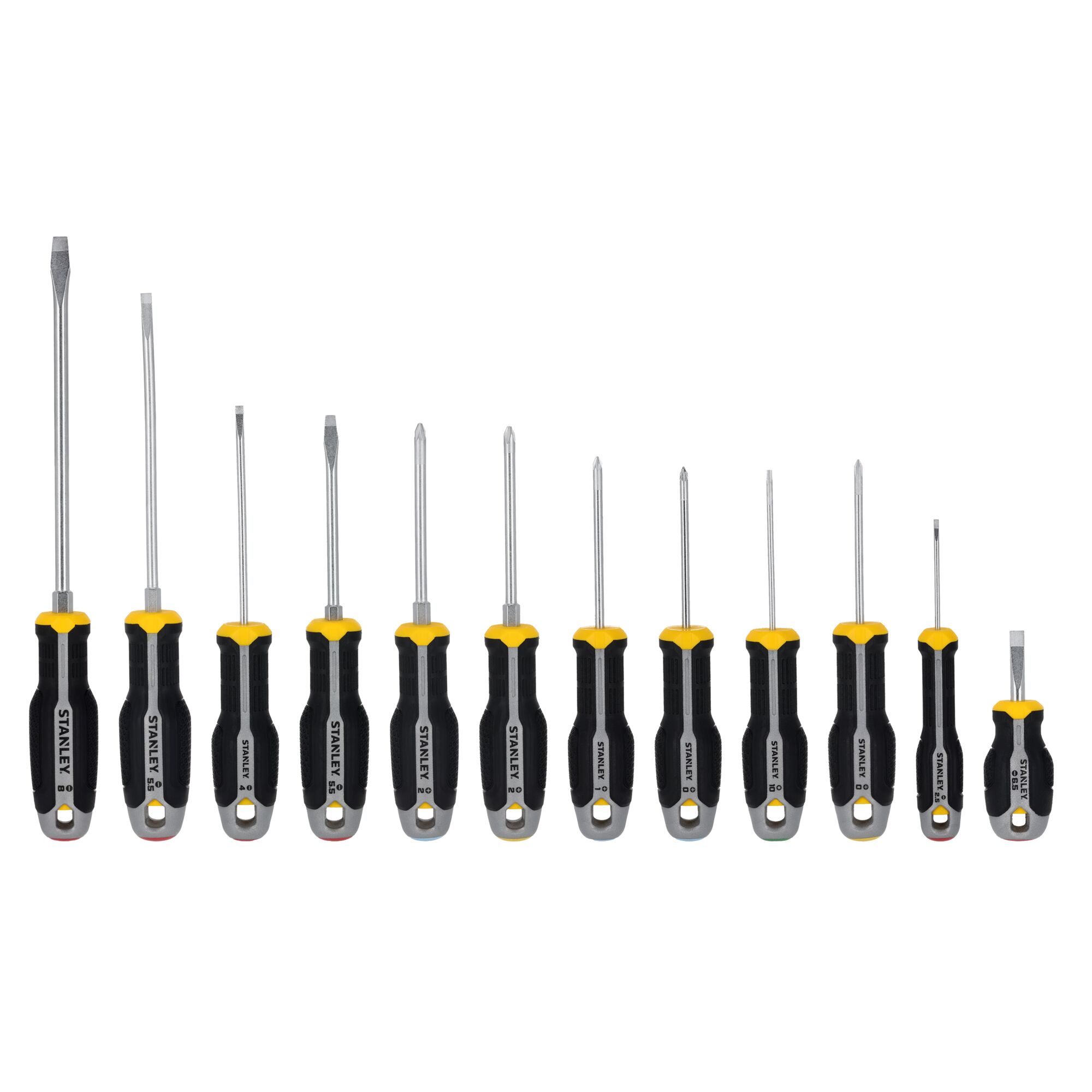 Juego Destornilladores STANLEY® Plano/Phillips/Pozidriv - 12 Piezas