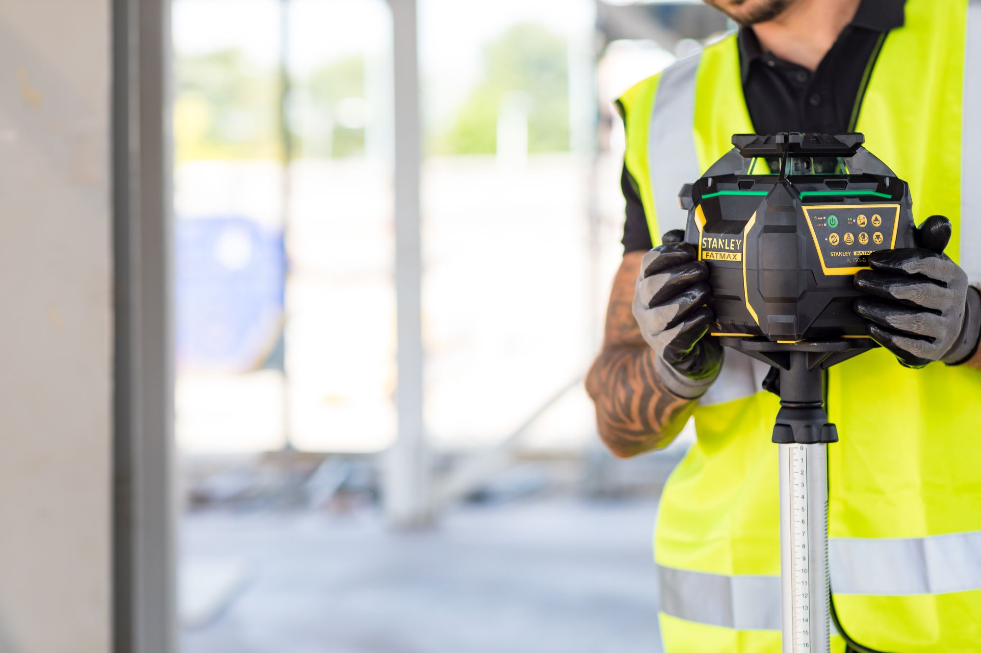 Nivel láser rotativo 600m - Verde - Batería de litio recargable