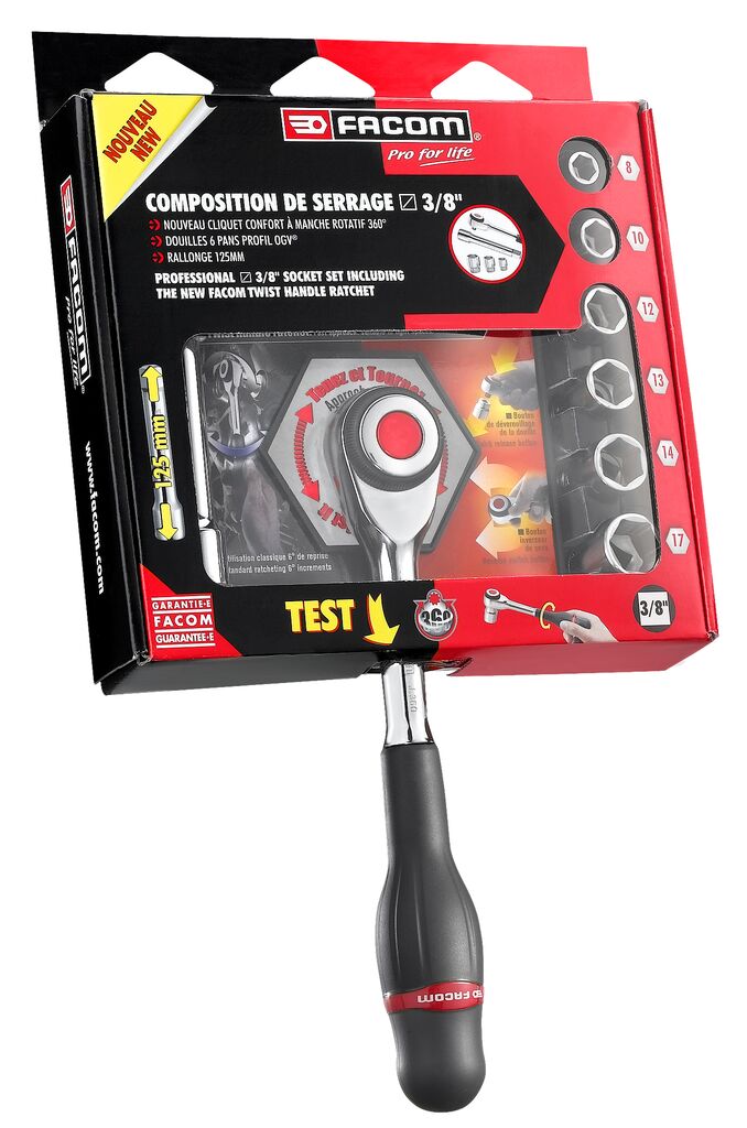 Cofre vasos 3/8” 6 caras métricas