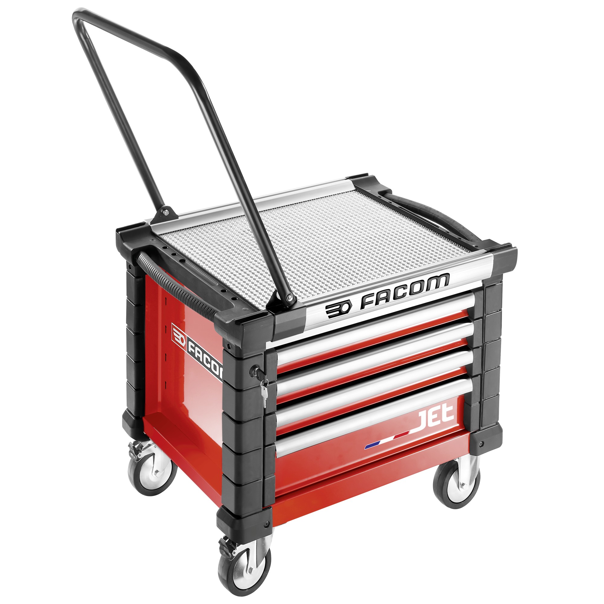 Cofres con rueda JET + 4 cajones - 3 módulos por cajón rojo