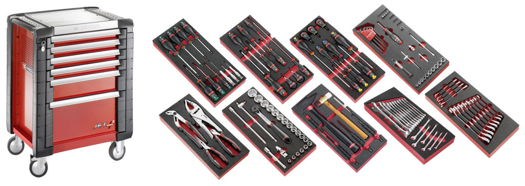 Selección 138 herramientas para el mantenimiento agrícola - carro movil 6 cajones jet