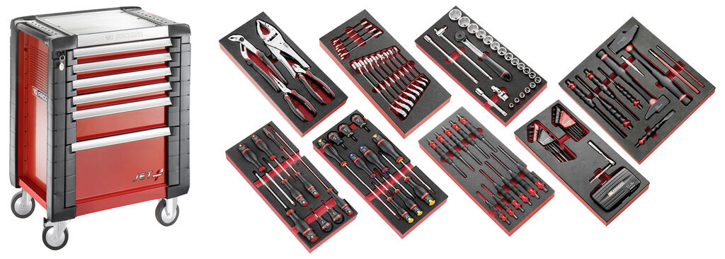 Selección 135 herramientas para el mantenimiento agrícola - carro móvil 6 cajones JET