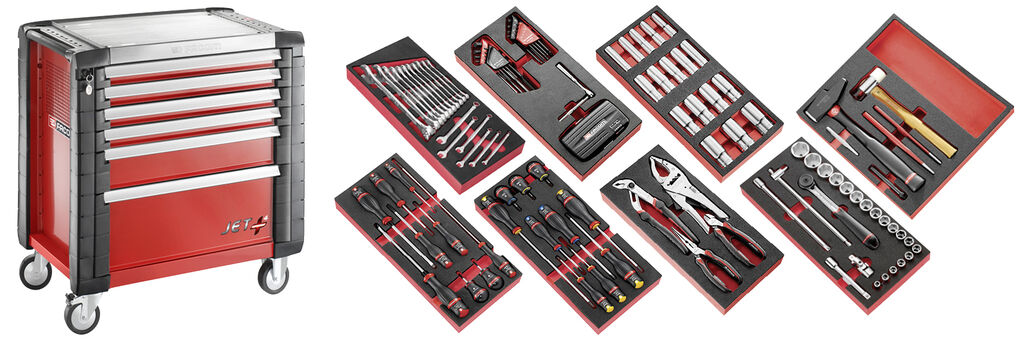 Selección 142 herramientas para el mantenimiento agrícola - carro móvil 6 cajones