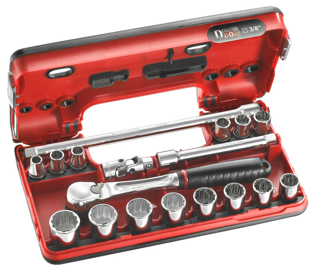 Cofre DBOX vasos 3/8” 12 caras métrico - 18 piezas - JL.DBOX112