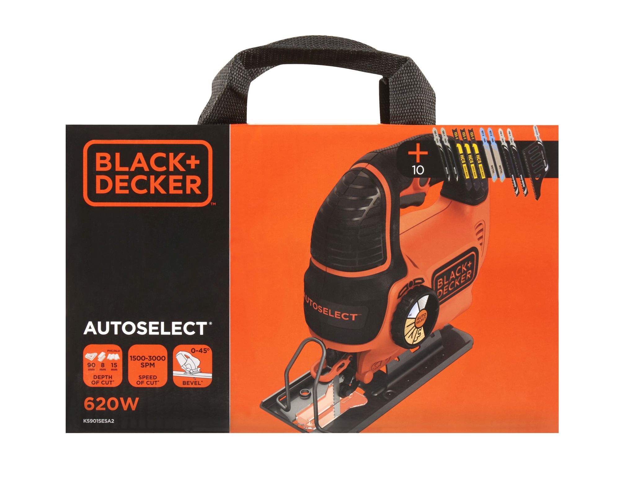 KS901SESA2-QS - Sierra de calar pendular 620W AutoSelect®  con 10 hojas y bolsa de transporte