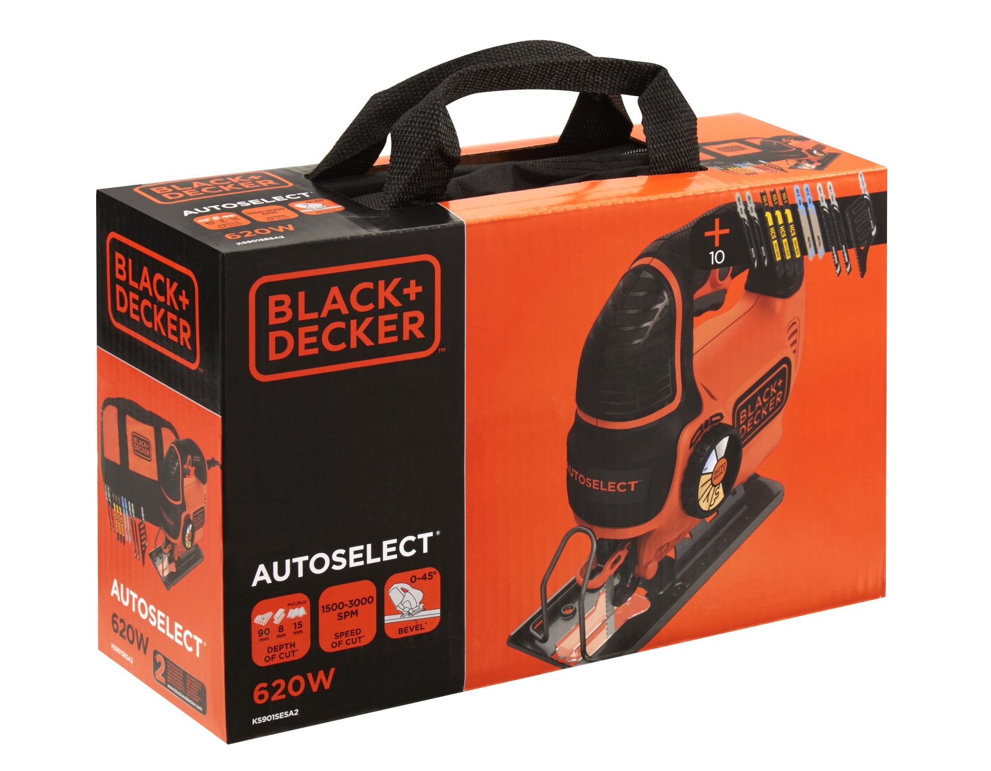 KS901SESA2-QS - Sierra de calar pendular 620W AutoSelect®  con 10 hojas y bolsa de transporte