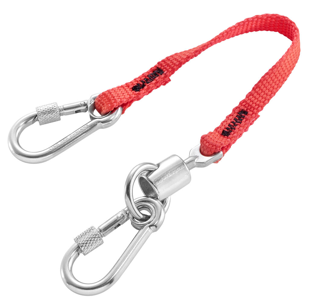 Larguero 20 cm - Mosquetón 50 mm en acero inoxidable con tornillo + eslabón y mosquetón 60 mm en acero inoxidable con tornillo - SLS