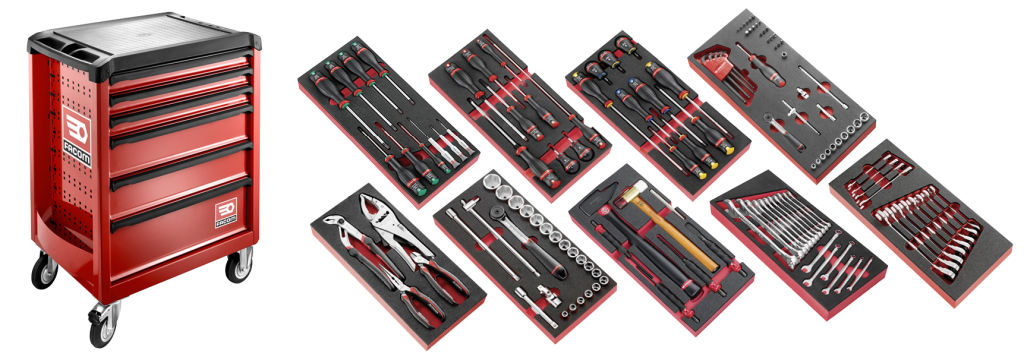 Selección 138 herramientas para el mantenimiento agrícola - carro movil 6 cajones roll