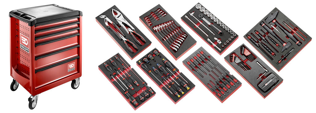 Selección 135 herramientas para el mantenimiento agrícola - carro móvil 6 cajones ROLL