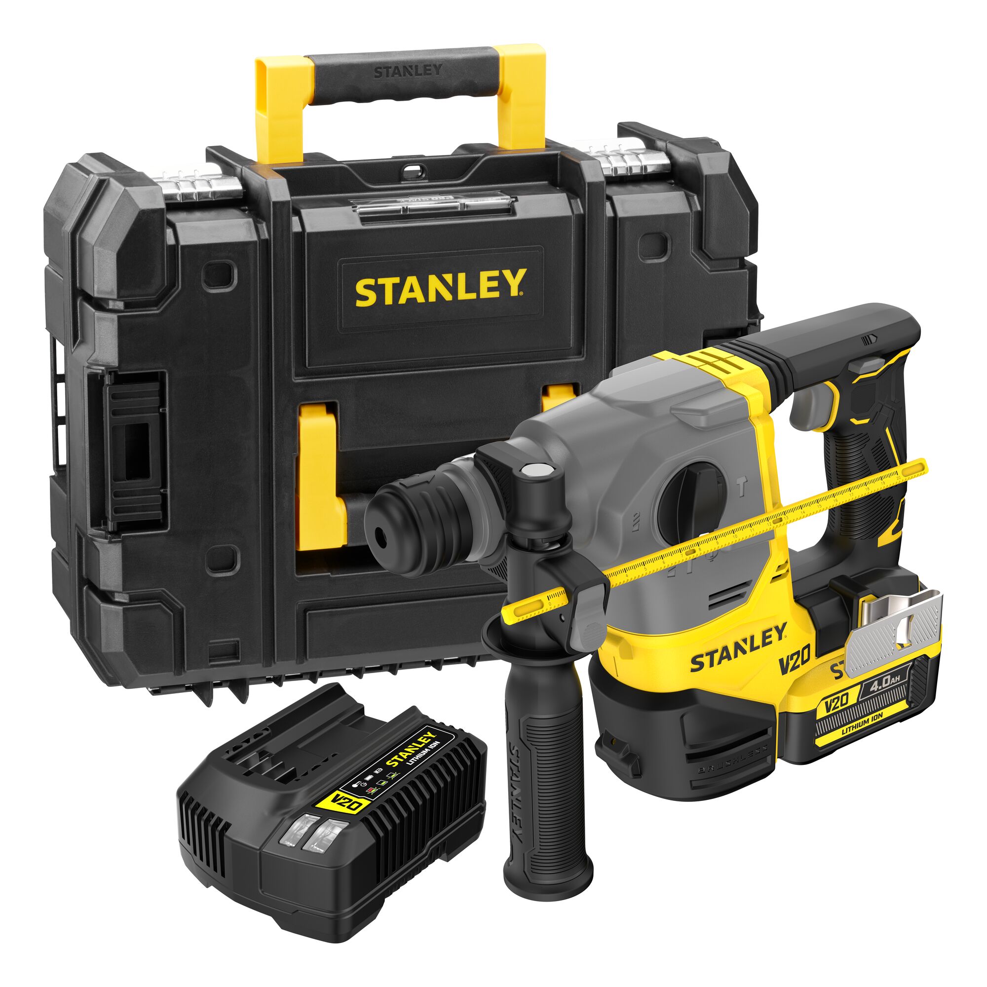 Martillo SDS-Plus Compacto BRUSHLESS V20 Li-Ion 18V 2,5J (EPTA). Incluye 1 batería Li-Ion 4Ah, cargador y maletín Pro-Stack.