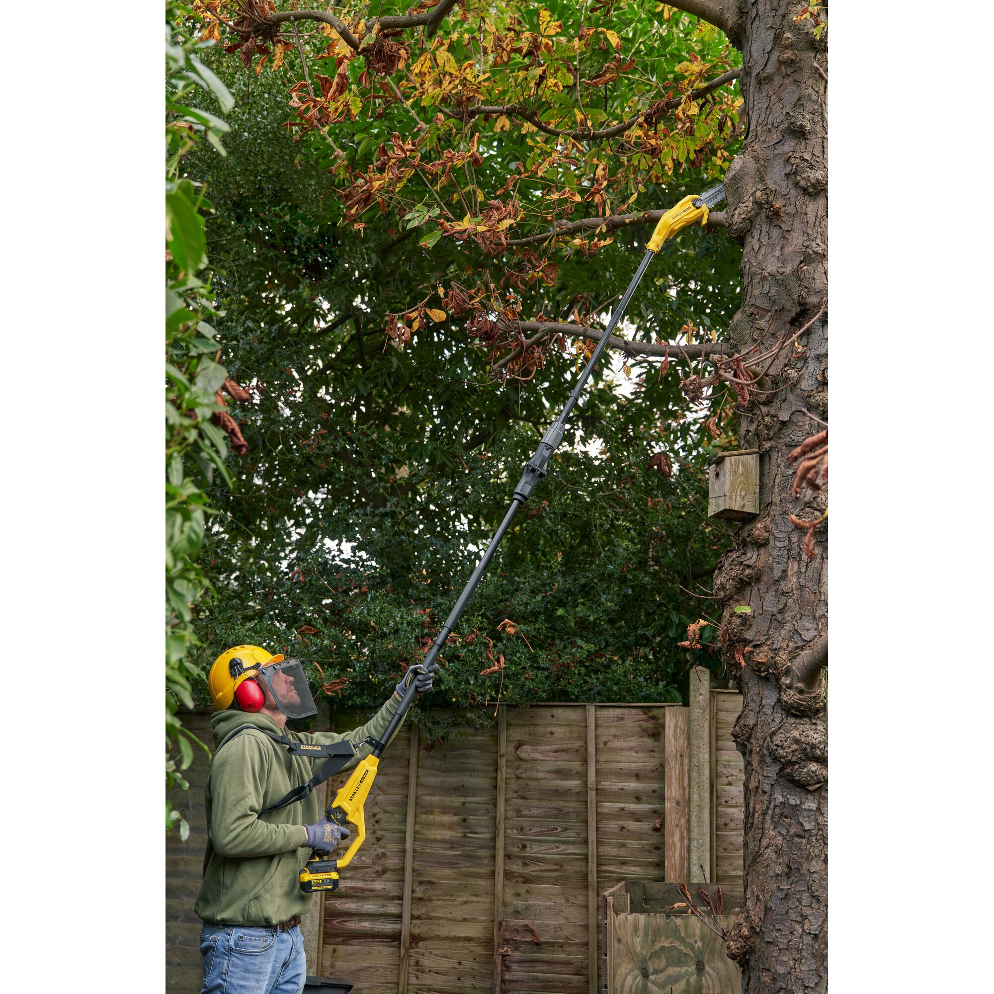 Podadora de pértiga sin escobillas V20 Li-Ion 18V 20cm con una batería 4Ah