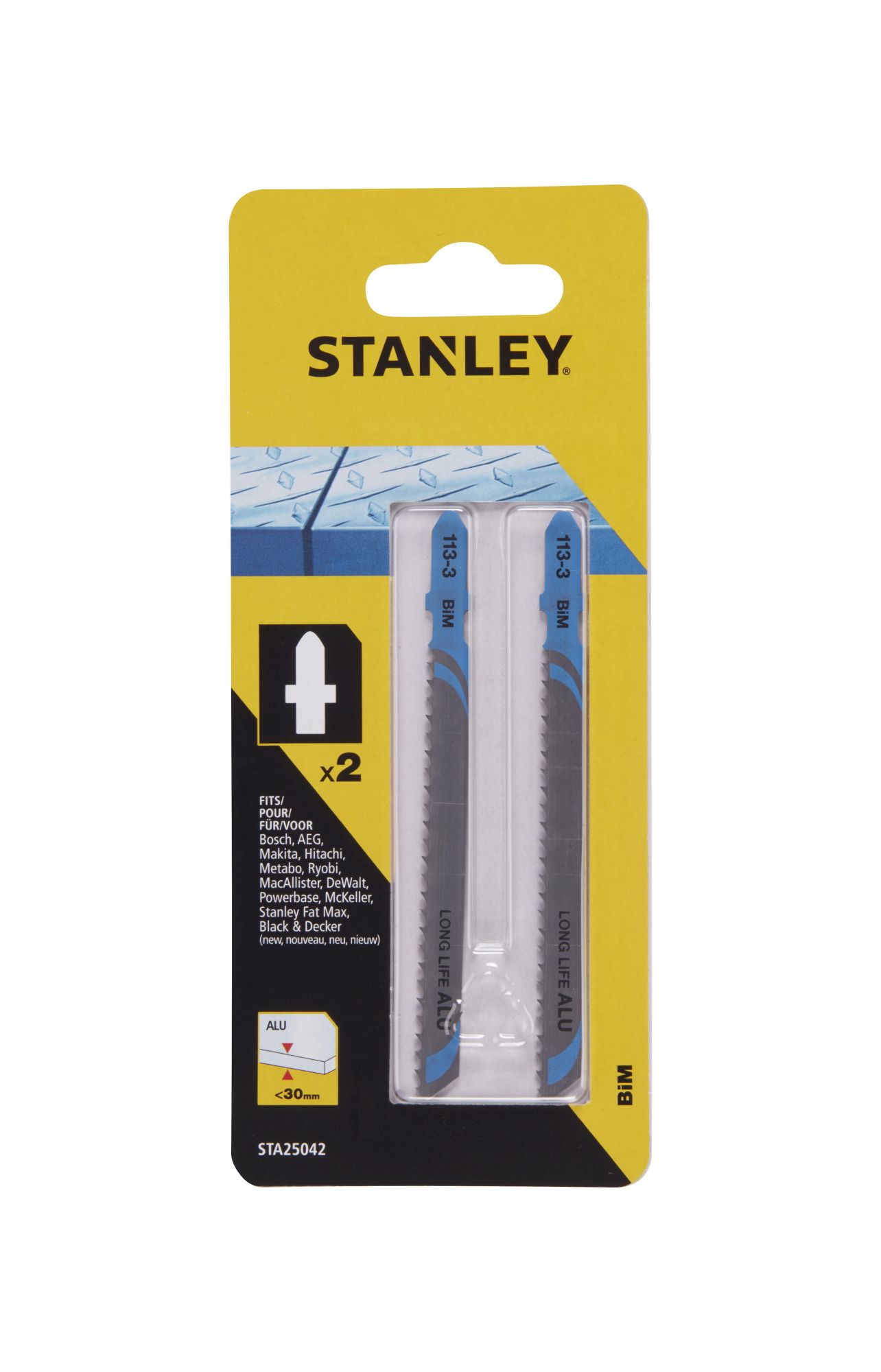 2 hojas Bimetálicas. Larga duración. Para cortes rectos y rápidos en metal, aluminio, fibra de vidrio y PVC. ^Metal