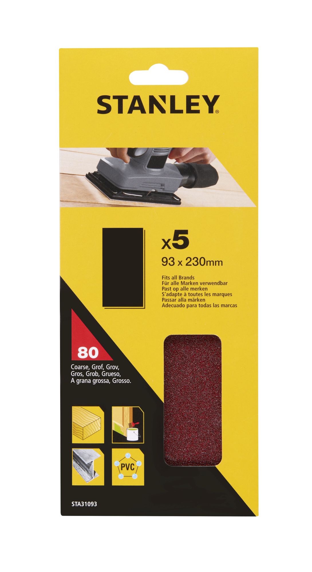 5 hojas de lija sin perforar