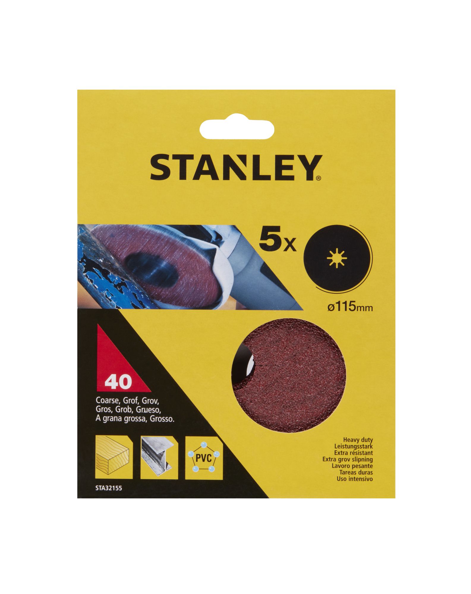 5 Discos de lija base fibra ø 115x22 mm