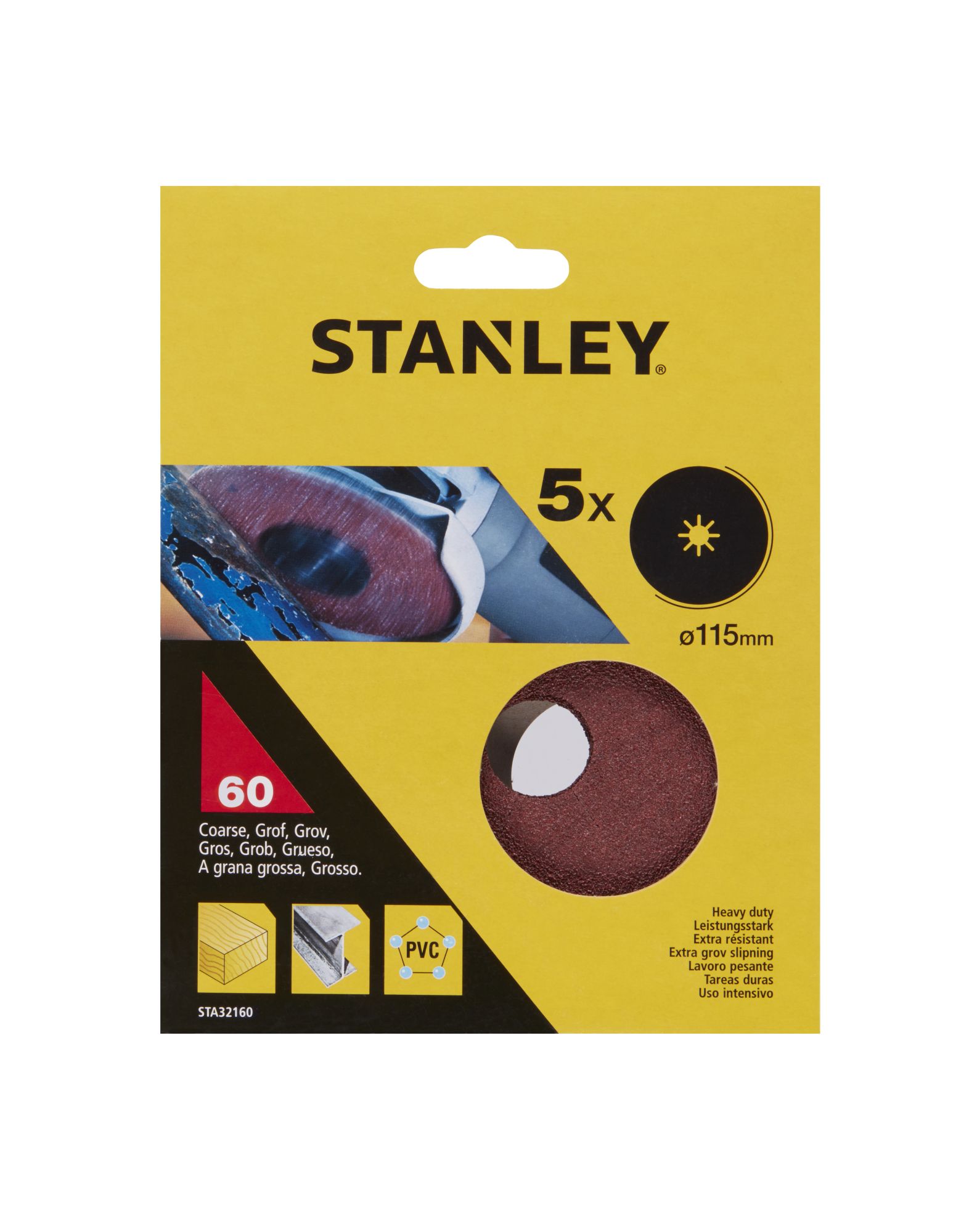 5 Discos de lija base fibra ø 115x22 mm