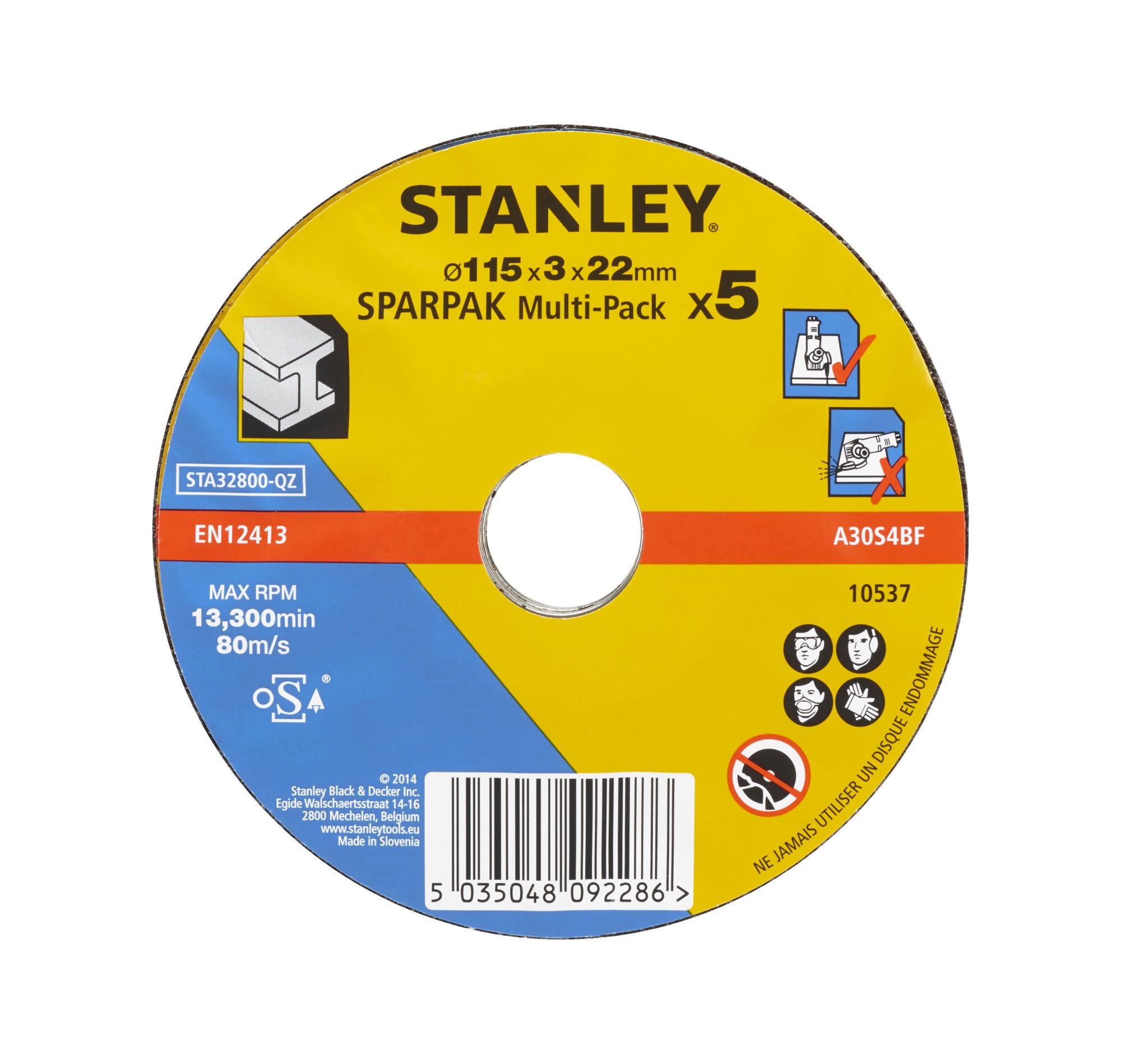 5 discos de corte para metal  115x22