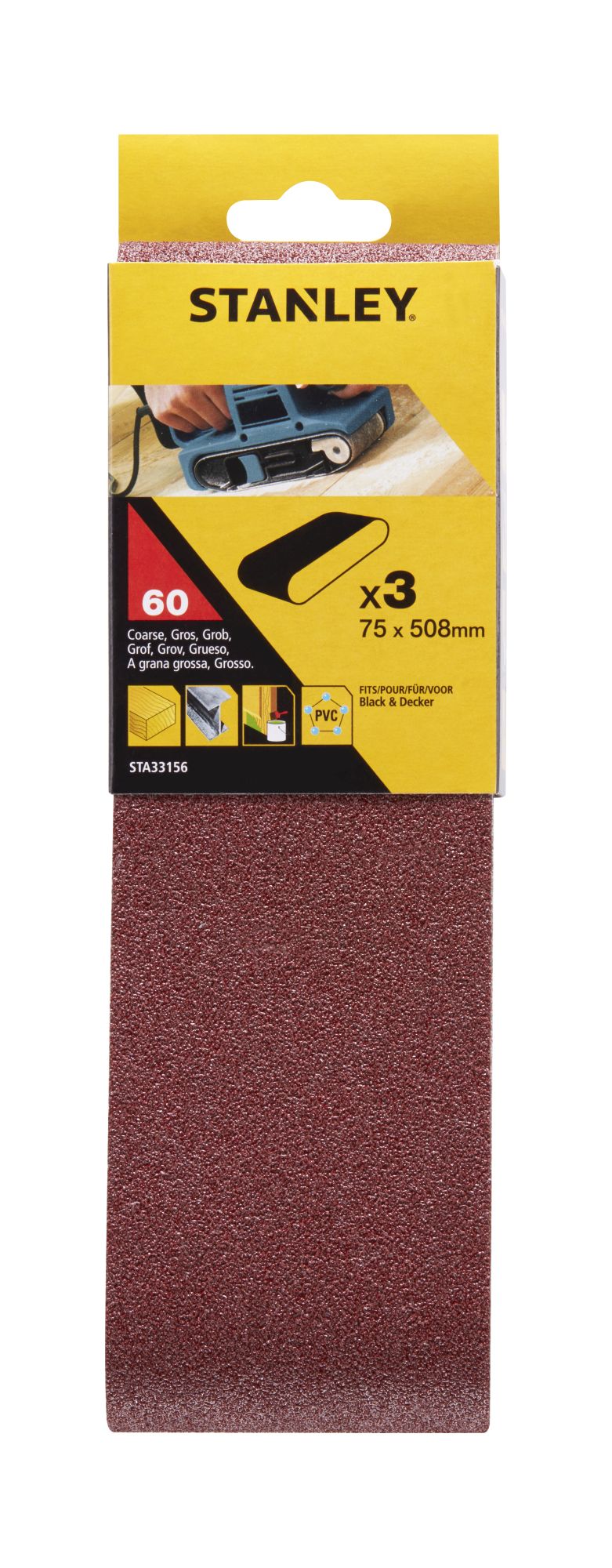 3 Bandas de lija. 75 x 510 mm.Grano 60.