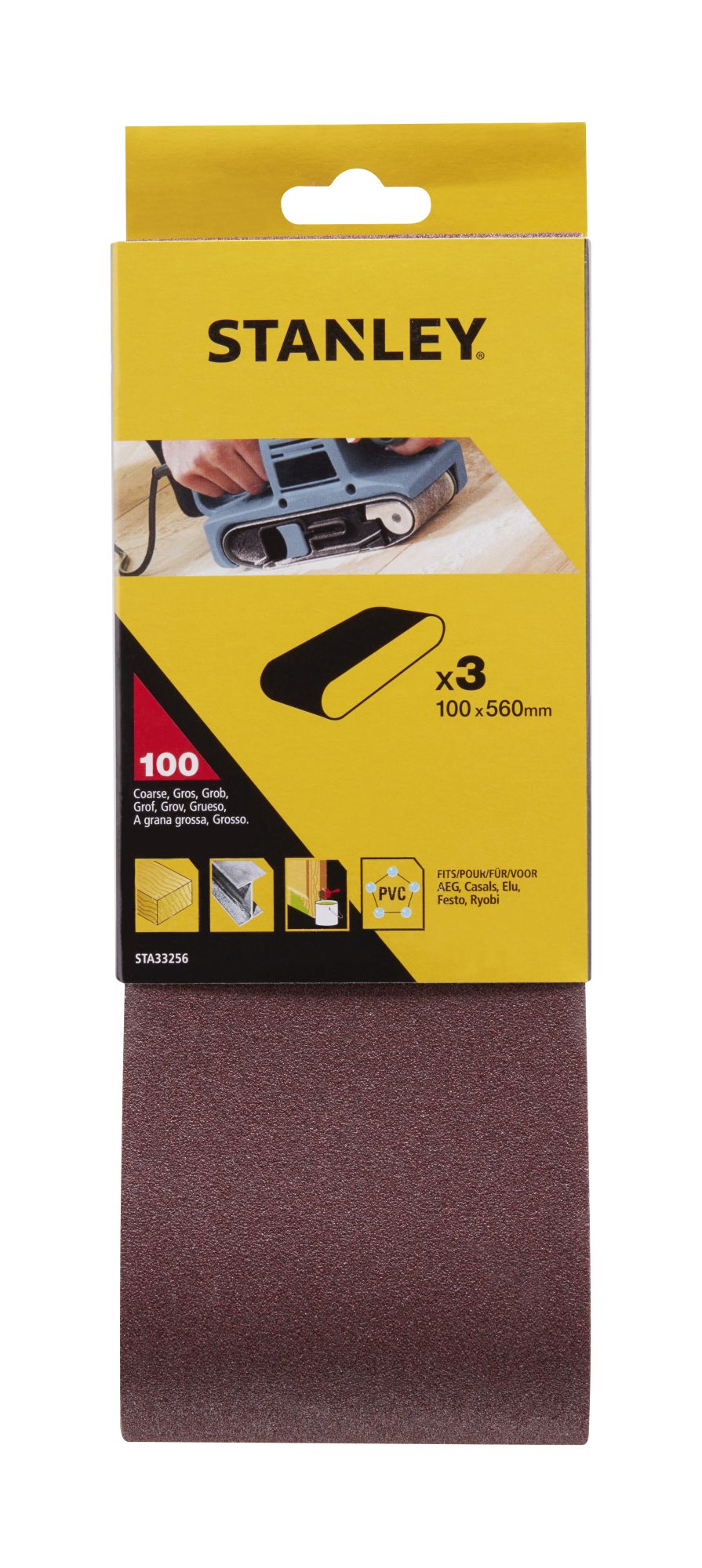 3 Bandas de lija. 100 x 560 mm.Grano 100.