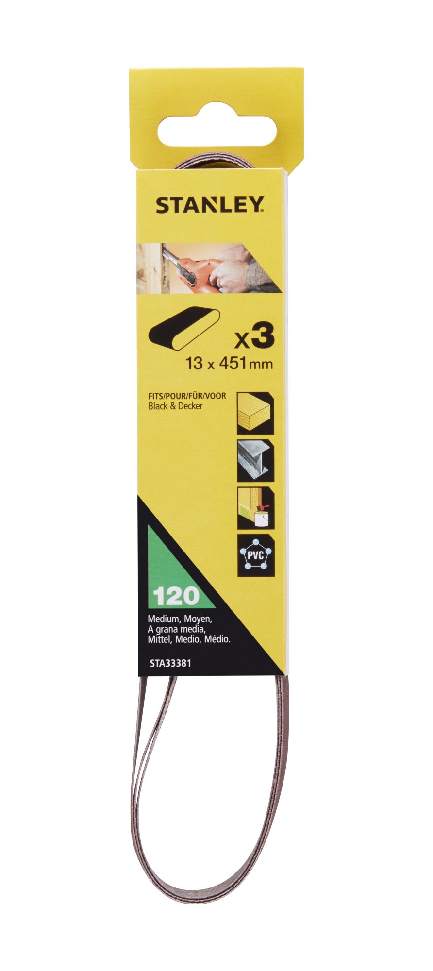 3 Cintas para lima eléctrica 13 x 451mm. Grano 120.