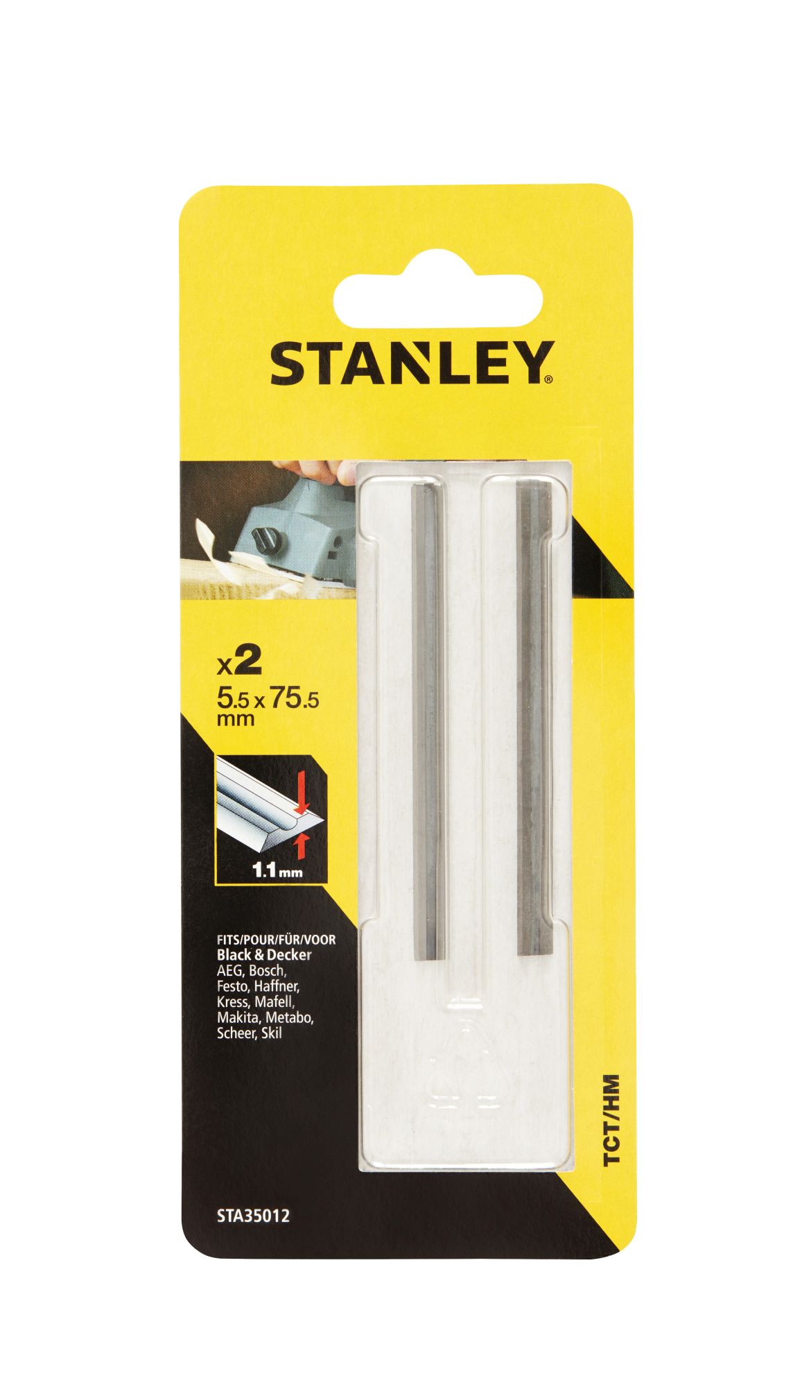 Cuchillas reversibles TCT.  Ancho: 75,5mm.