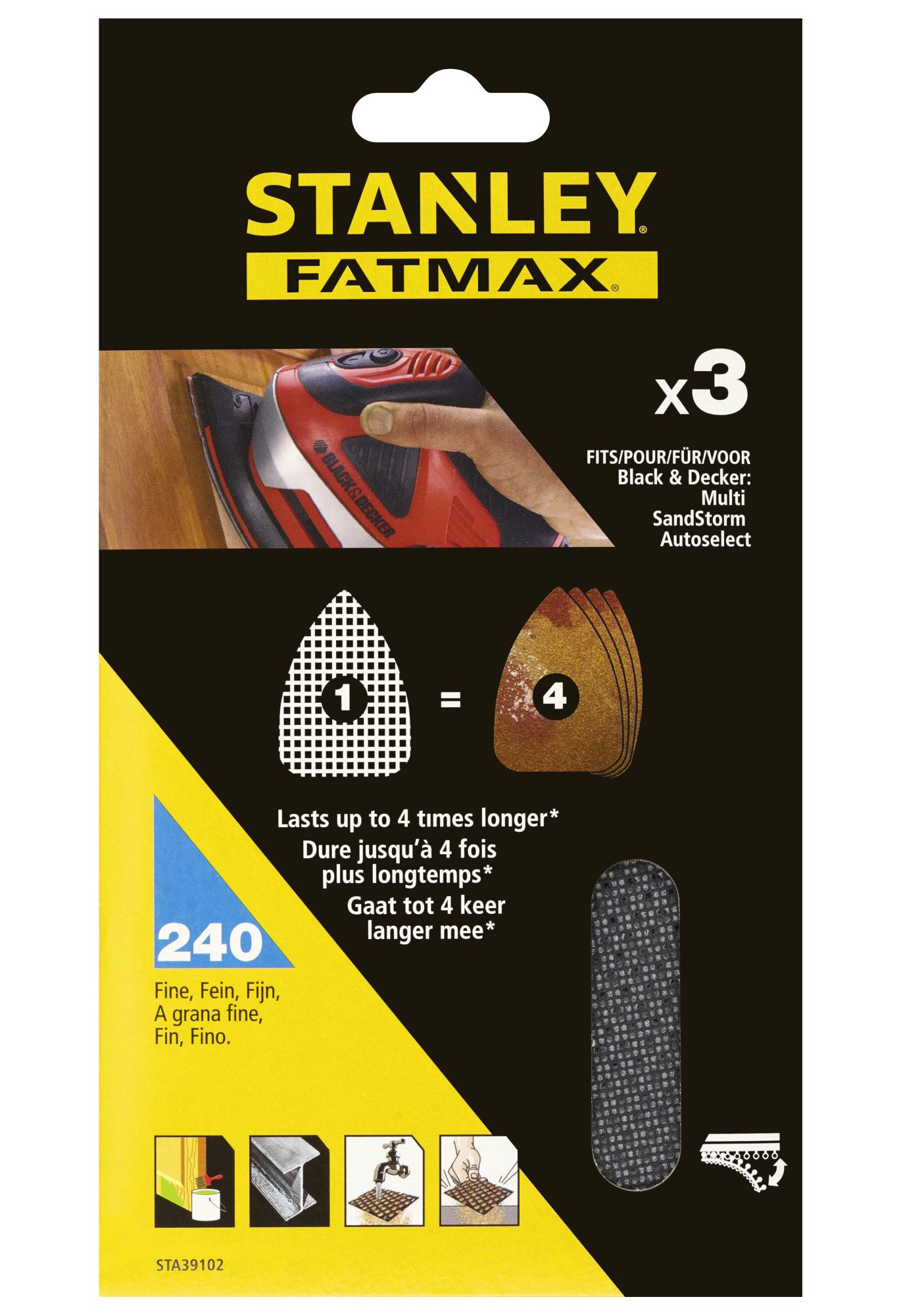 3 hojas de lija malla 1/4 (115x140mm)para multilijadoras, con velcro. Grano 120