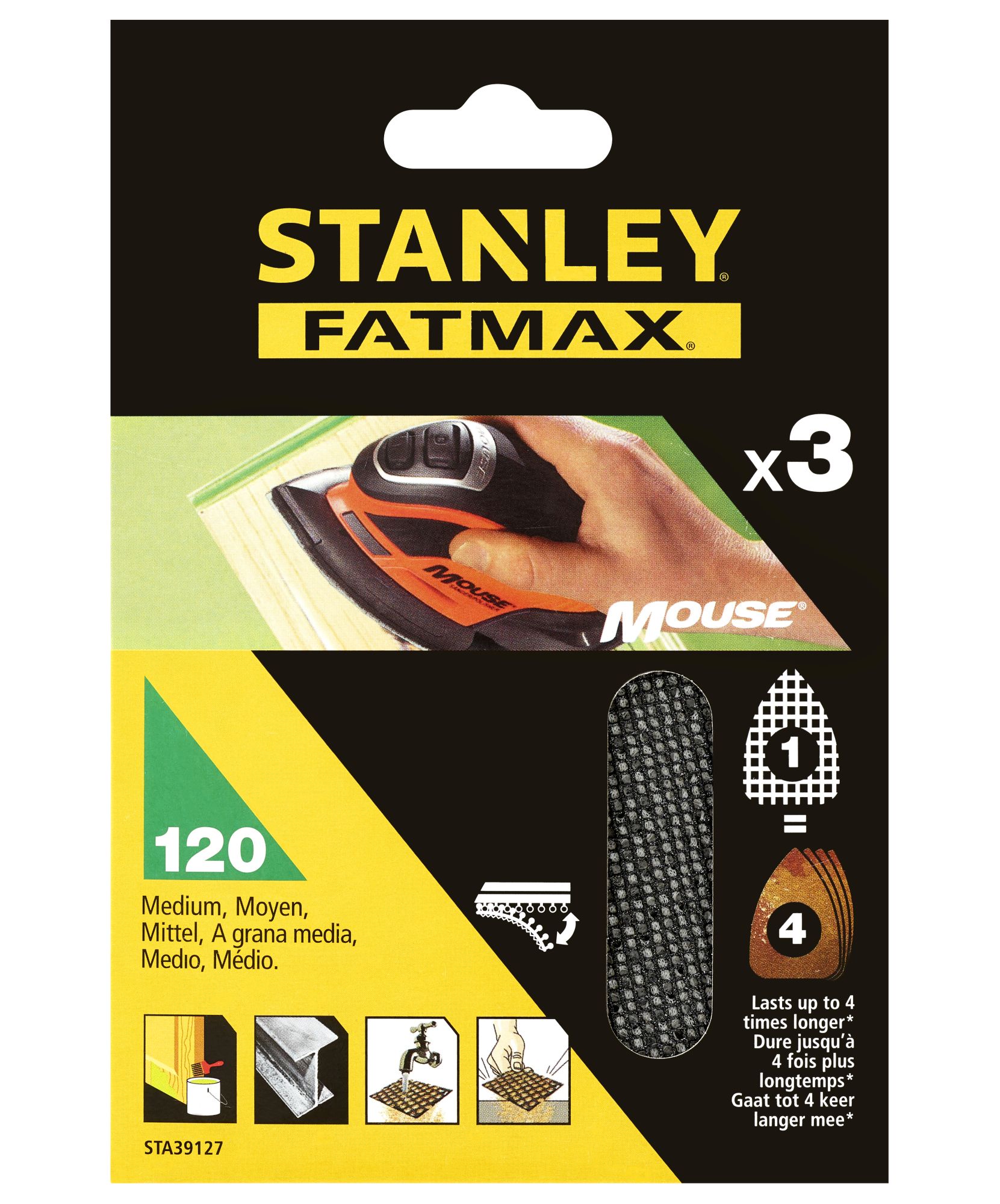 3 hojas de lija de malla para Mouse, con velcro. Grano 120