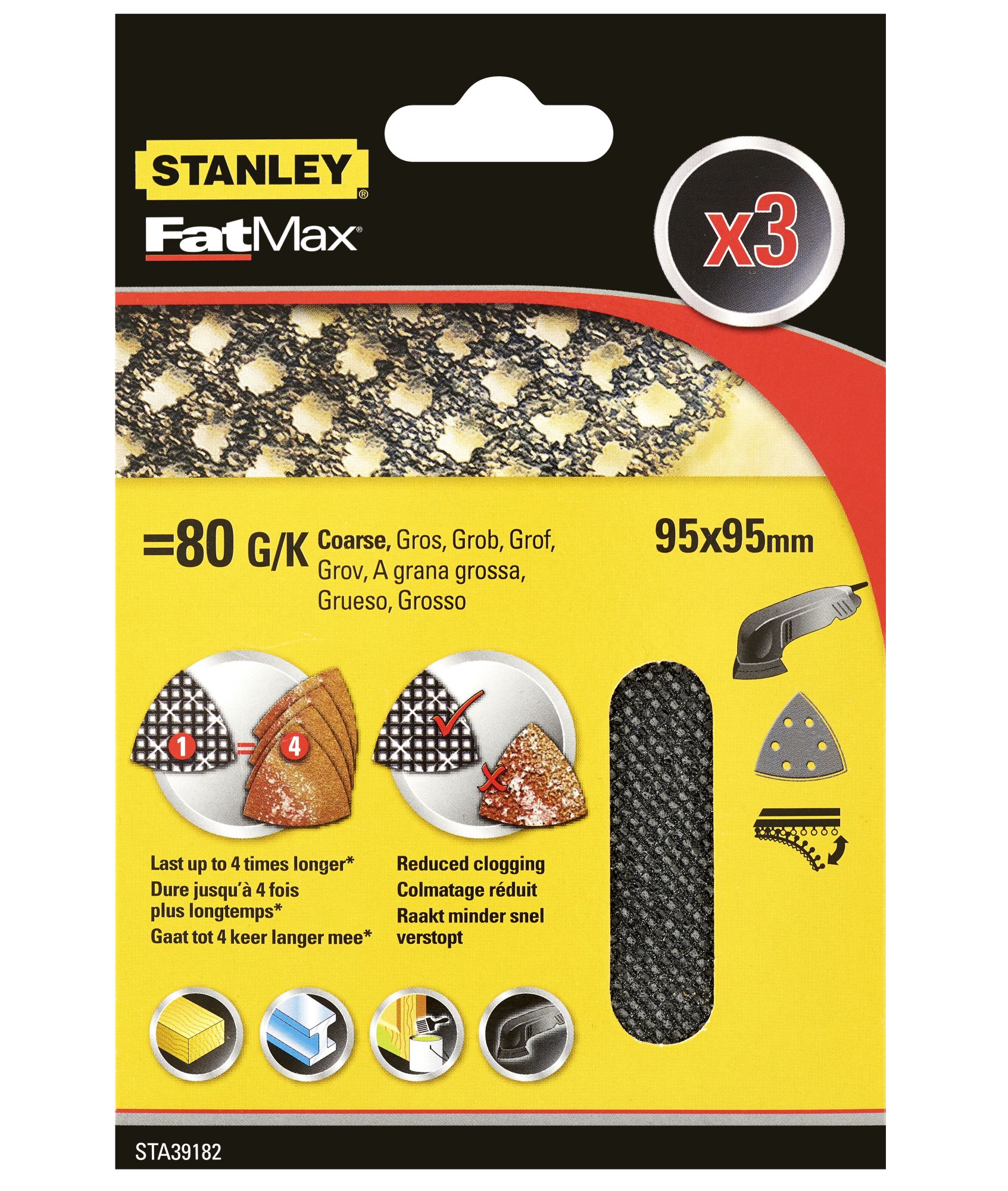 3 hojas de lija de malla para detalles con velcro.  Grano 80