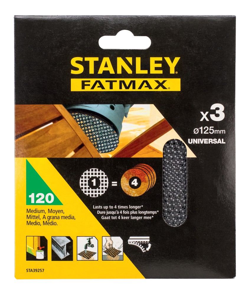 3 hojas de lija de malla 125mm para multilijadora, con velcro.  Grano 120