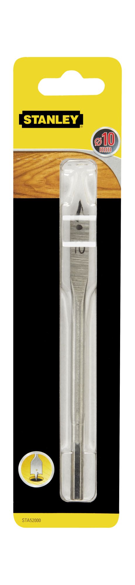 Broca de pala con punta de centrar y bordes afilados ø 10mm