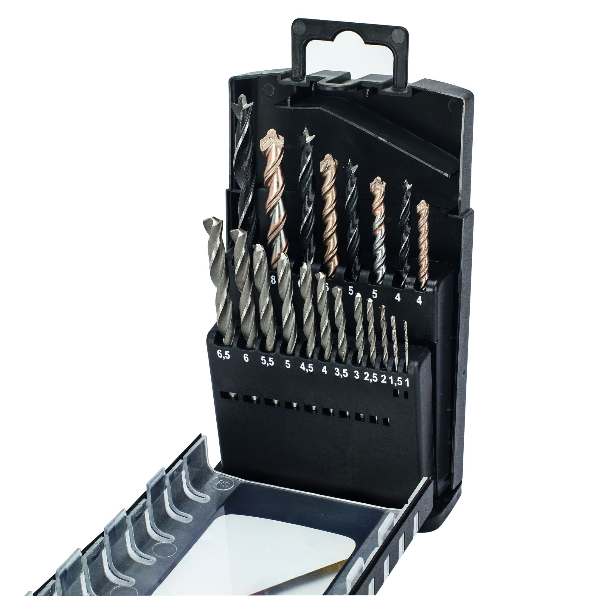 Juego de 20 brocas para piedra, madera y metal