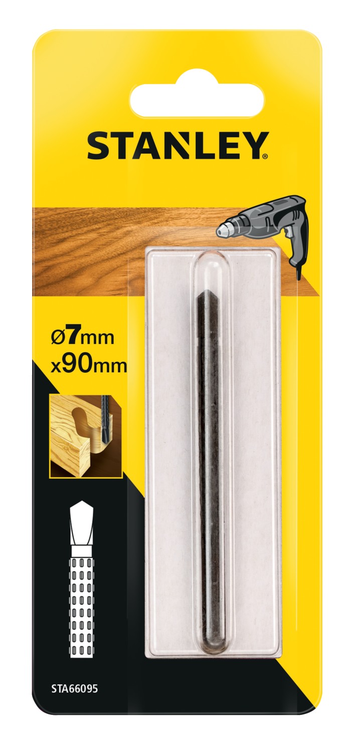 Raspa tipo broca ø 7mm, profundidad 65mm.  Eje 7mm