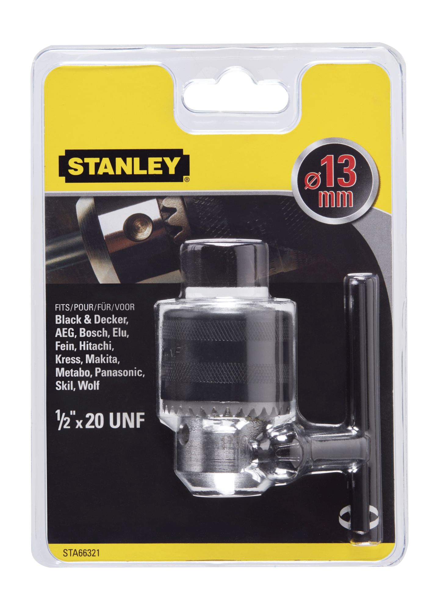 Portabrocas ø 13 mm + llave.  Rosca hembra. 1/2