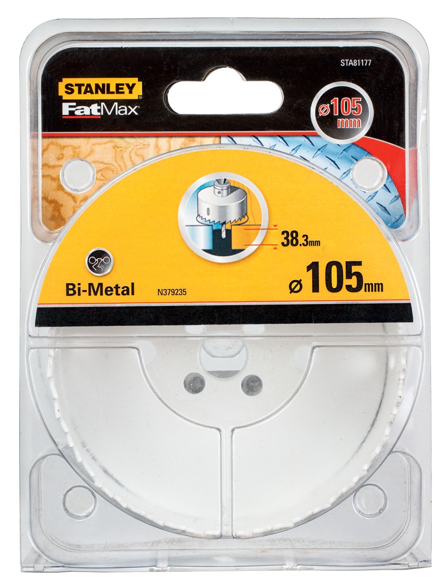 Broca de corona bimetálica 105mm.  Prof de corte 38.3mm