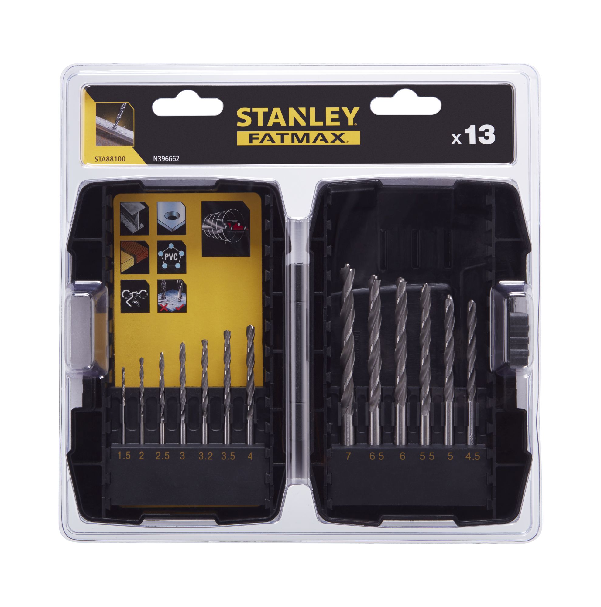 Juego de 13 brocas para metal ø 1.5 - 3mm (.5mm), 3.2, 3.5 - 7mm (.5mm)