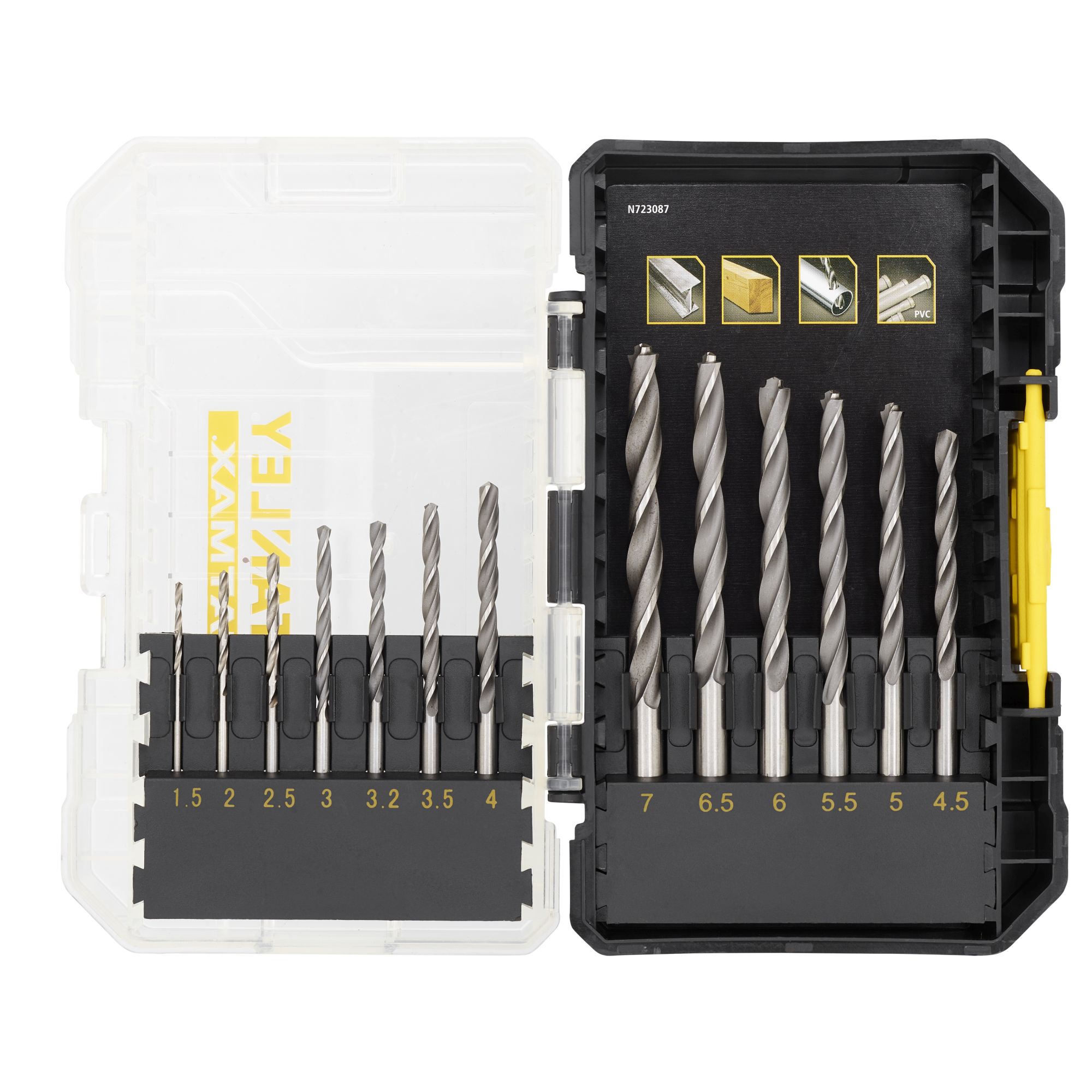 Juego de 13 brocas para metal ø 1.5 - 3mm (.5mm), 3.2, 3.5 - 7mm (.5mm)