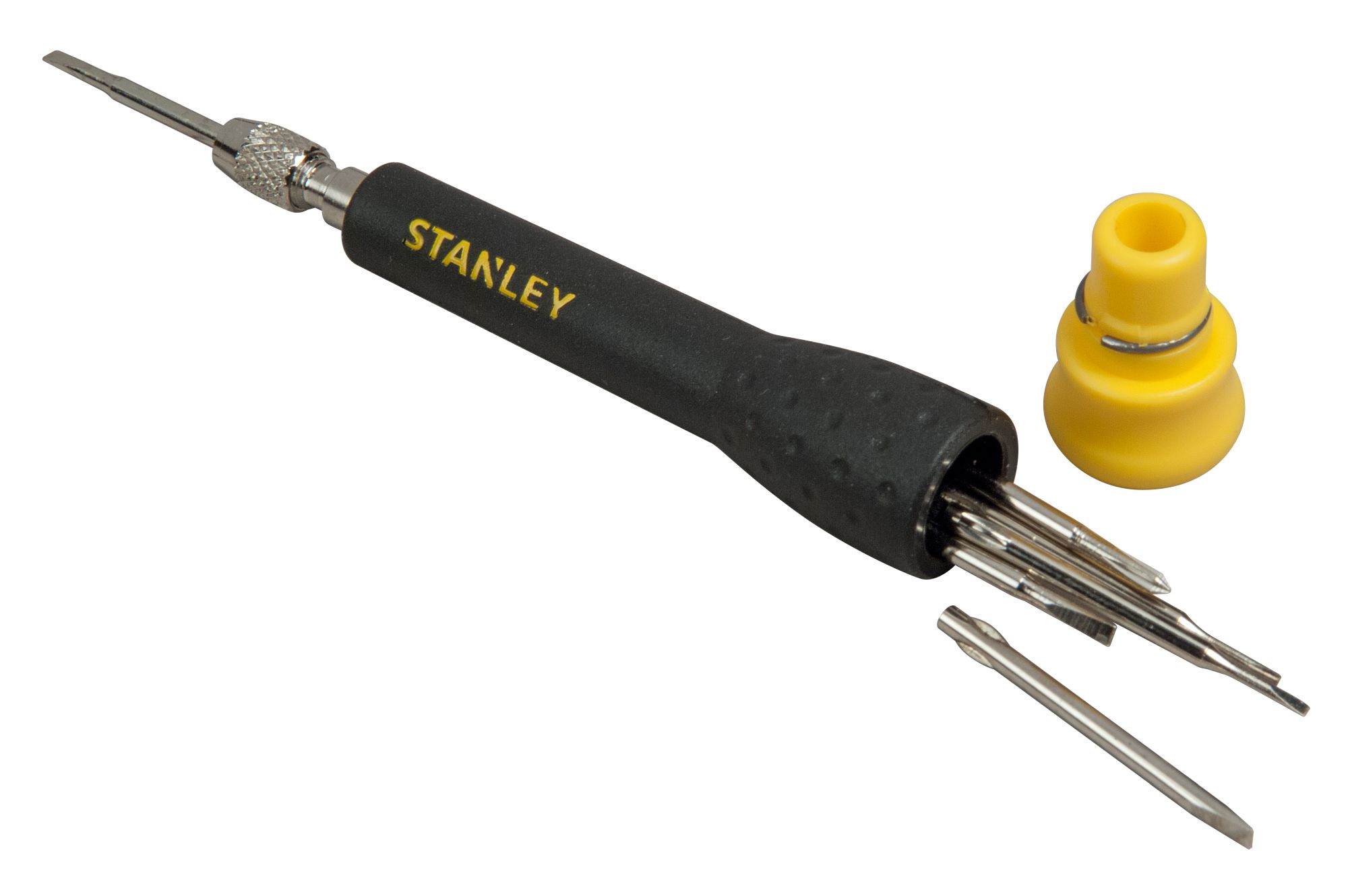 Juego de destornillador de precisión FATMAX® con 16 puntas intercambiables. Planas 1, 1.2, 1.5, 1.8, 2, 2.5. Phillips PH000 y PH00. Torx T5, T6, T7 y T8. Hexagonales 0.9, 1.3, 1.5 y 2