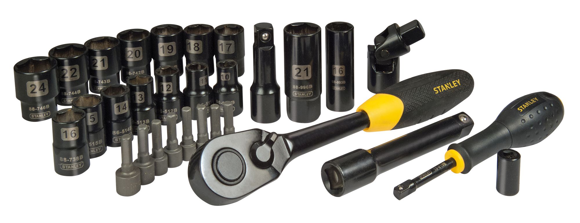 Juego de llaves de vaso 30 piezas 1/2” acabado negro pulido