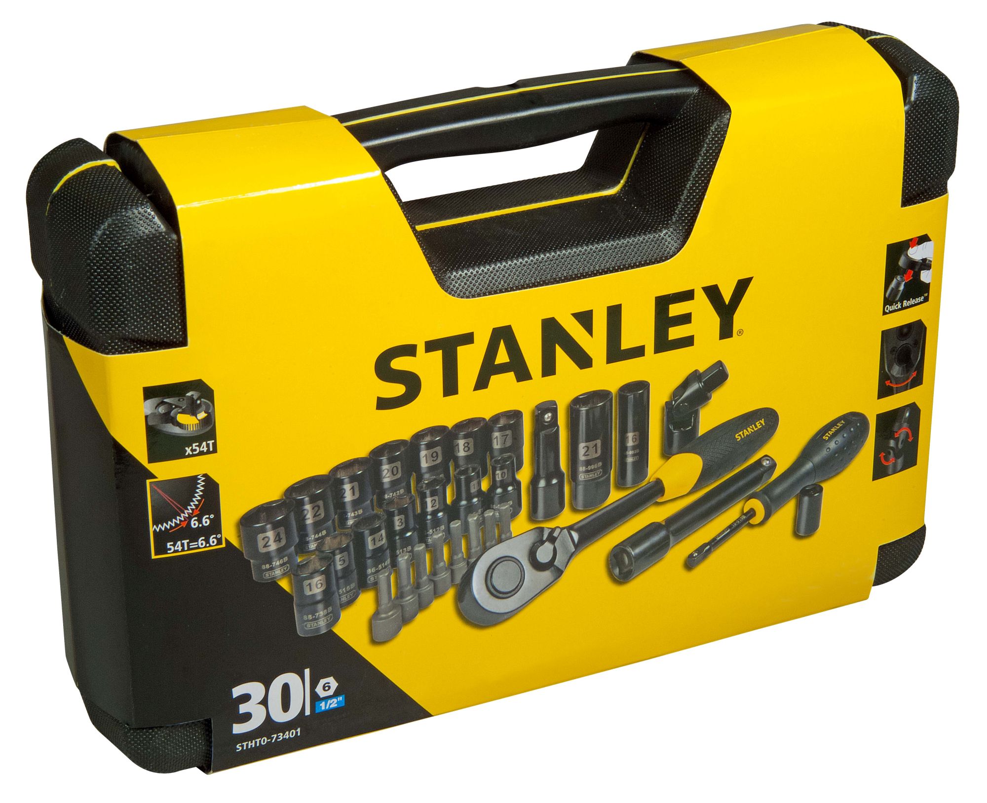 Juego de llaves de vaso 30 piezas 1/2” acabado negro pulido