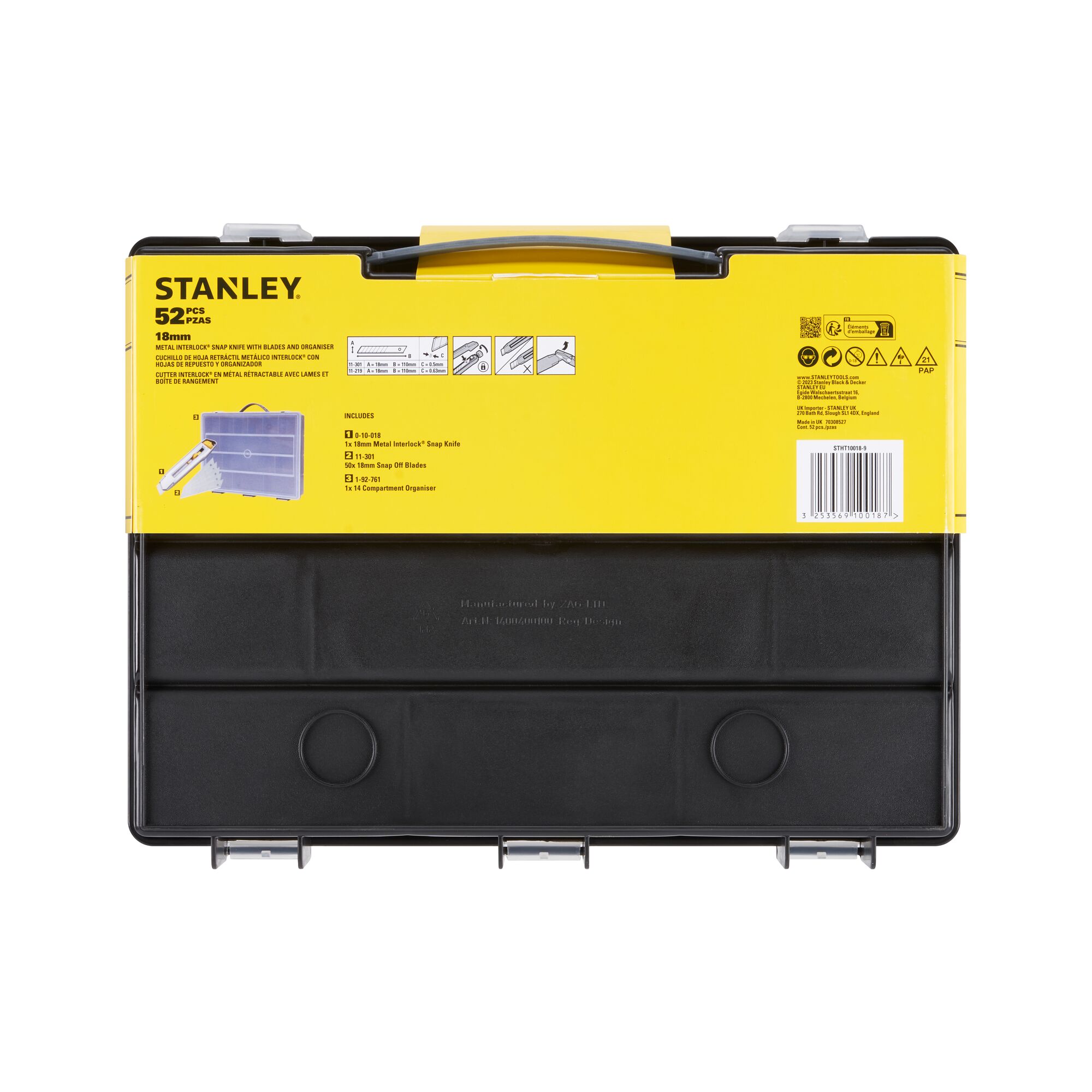 Cúter Interlock 18mm + Organizador + 50 cuchillas 18mm