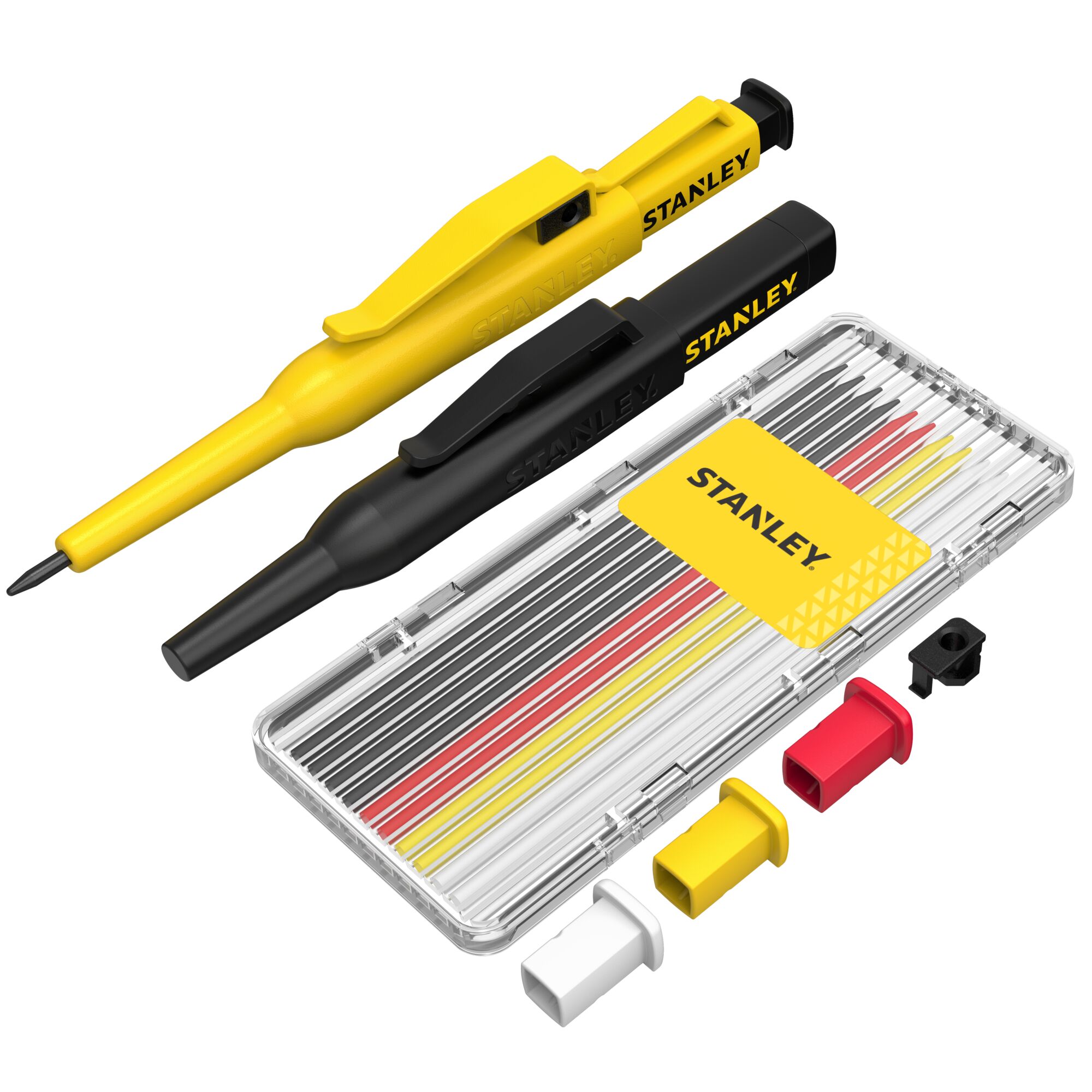 Kit de Marcador de Lápiz y Tinta STANLEY® + Reemplazo de Minas + Tapas Intercambiables + Afilador