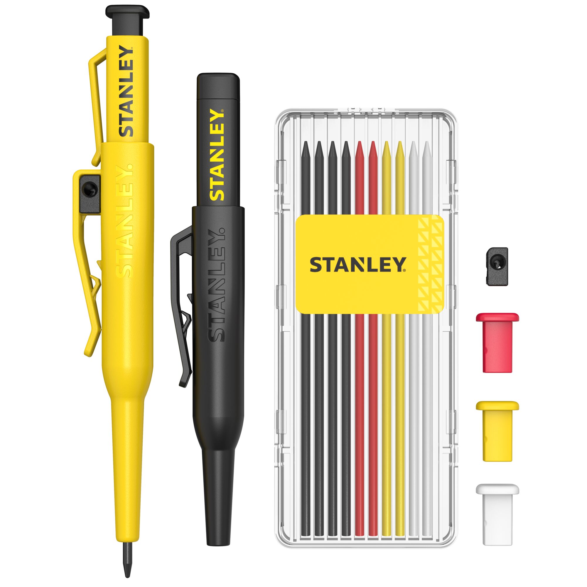 Kit de Marcador de Lápiz y Tinta STANLEY® + Reemplazo de Minas + Tapas Intercambiables + Afilador