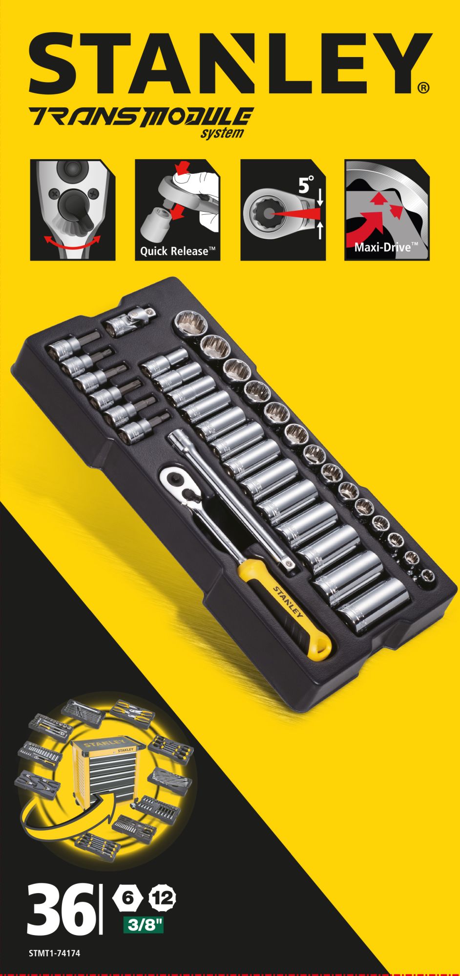 Transmodule. 36 piezas de mecánica métrica 3/8”