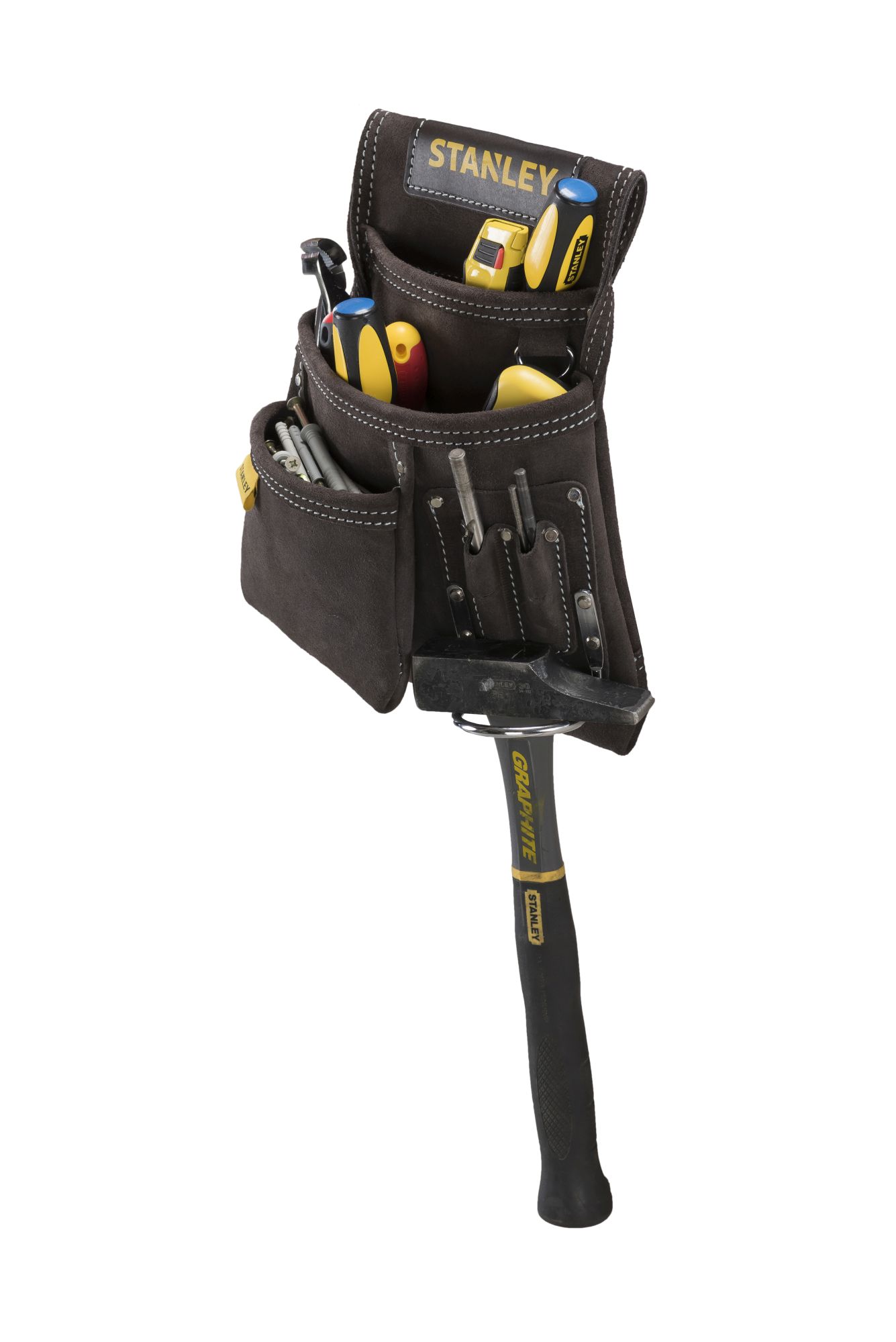 Bolsa para clavos con soporte para martillo