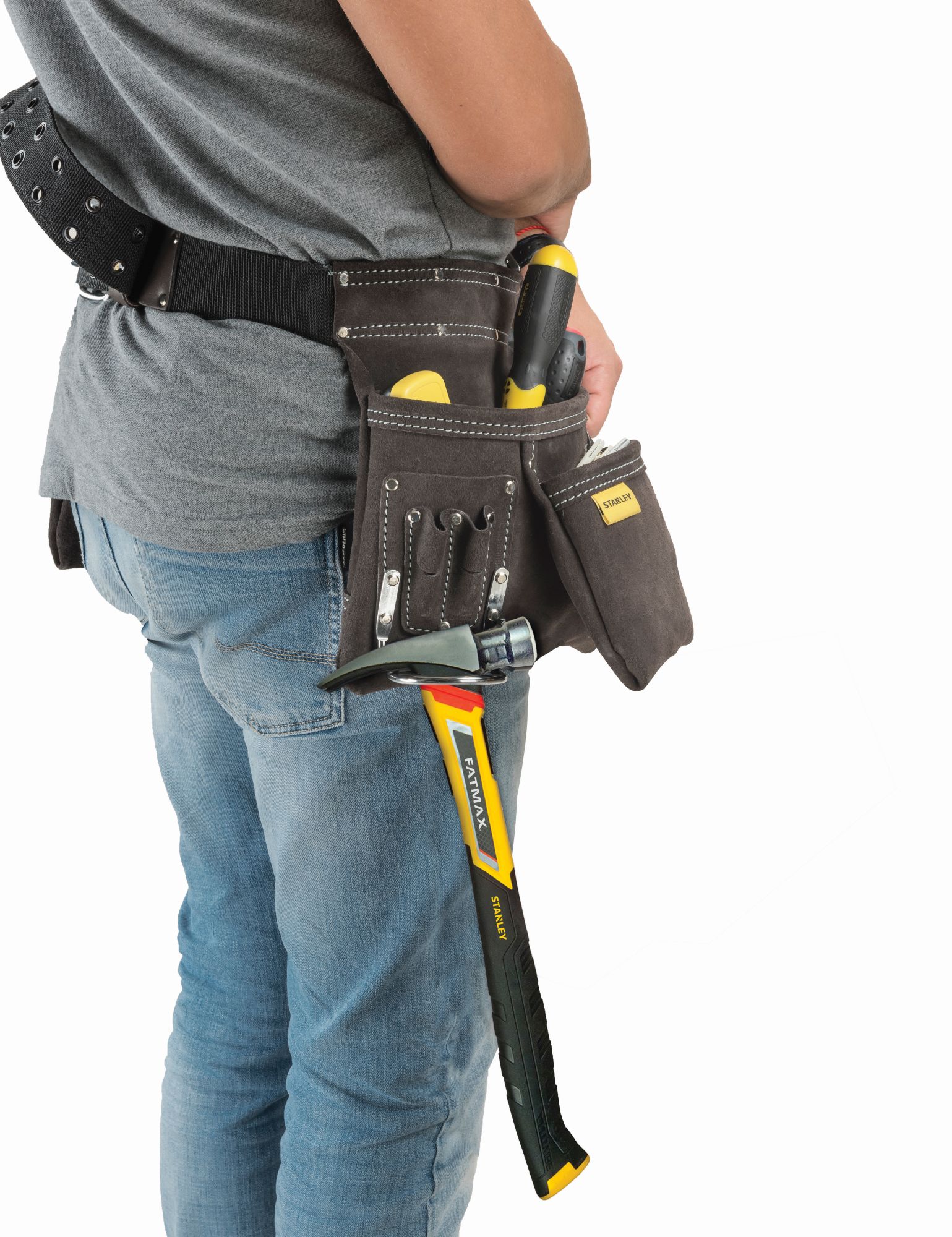 Bolsa para clavos con soporte para martillo