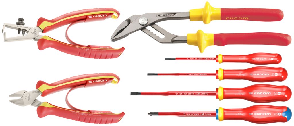 Juegos alicates y destornilladores aislados 1000V