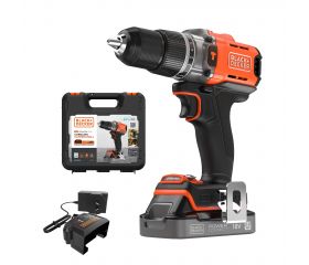 BCD383D1XK-QW - Taladro Percutor 18V con 1 batería de 2Ah de Litio con indicador de estado de carga y Maletín