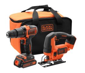 BCK22S1S-QW - Taladro Percutor 18V + Sierra de Calar 18V con 1 batería 1,5 Ah, cargador y bolsa de transporte